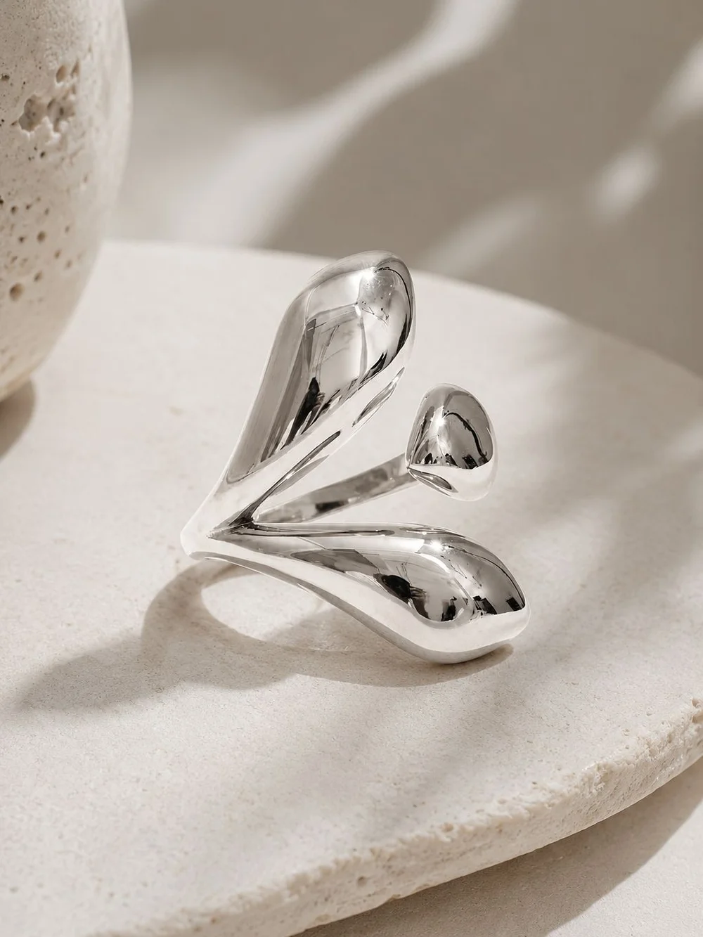 Polished Silver Sculptural Ring
